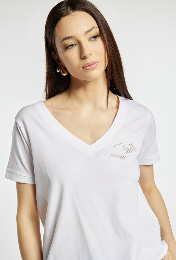 T-shirt damski z wiązaniem