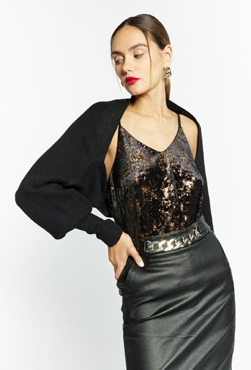 Krótki sweter damski typu bolerko