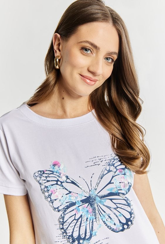 T-shirt damski z motylem