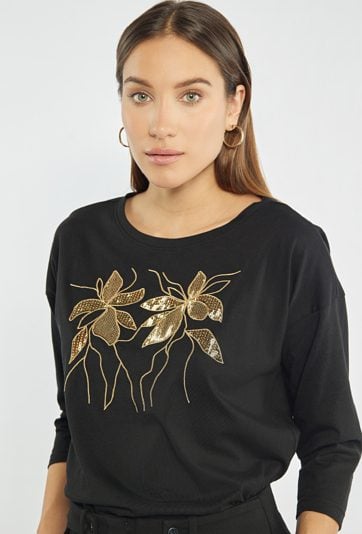 Damski T-shirt z cekinami