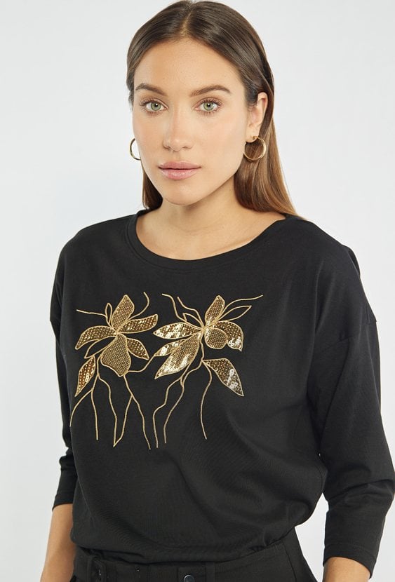 Damski T-shirt z cekinami