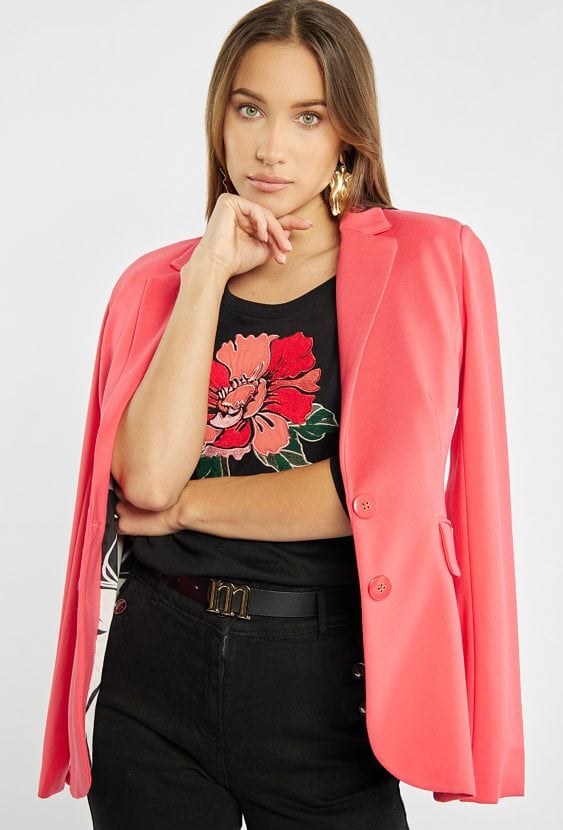 T-shirt z haftowanym kwiatem