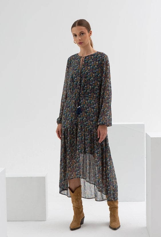 Sukienka maxi z falbaną