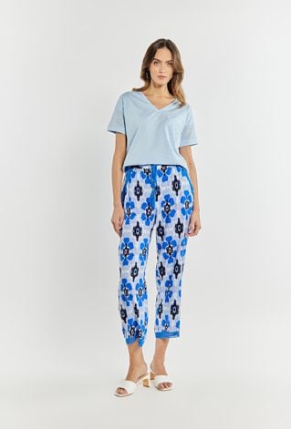 Wzorzyste spodnie z luźnymi nogawkami