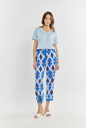 Wzorzyste spodnie z luźnymi nogawkami