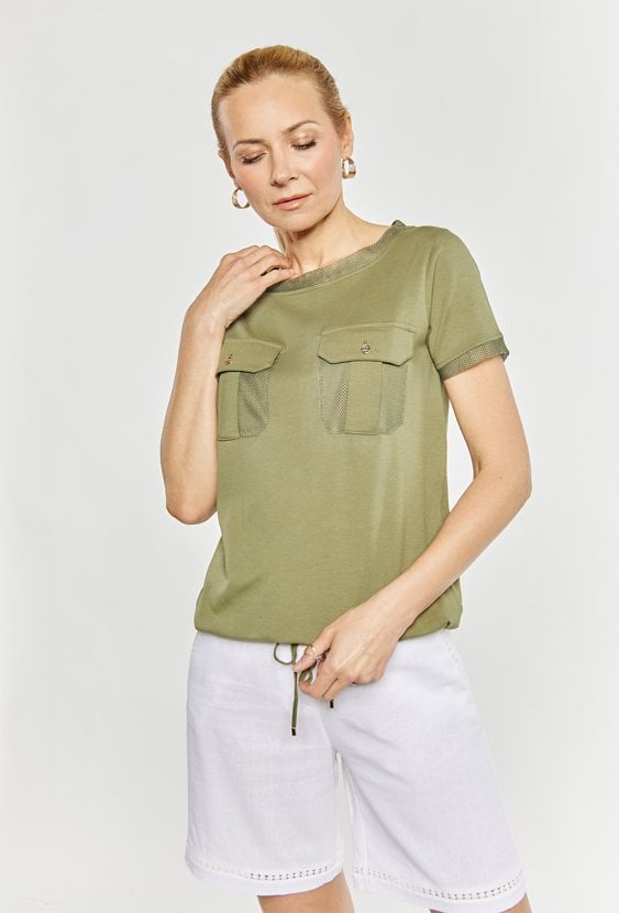 T-shirt damski z kieszeniami