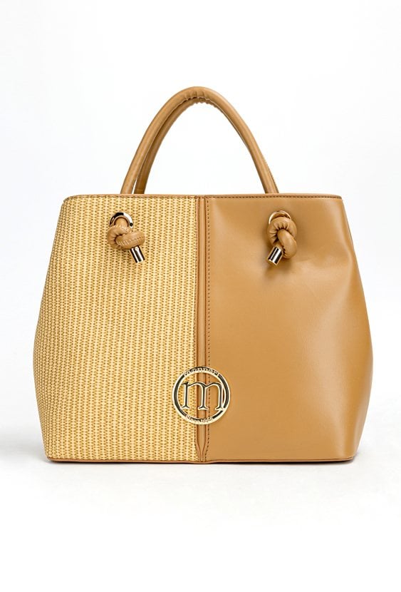 Duża torba damska z łączonych materiałów