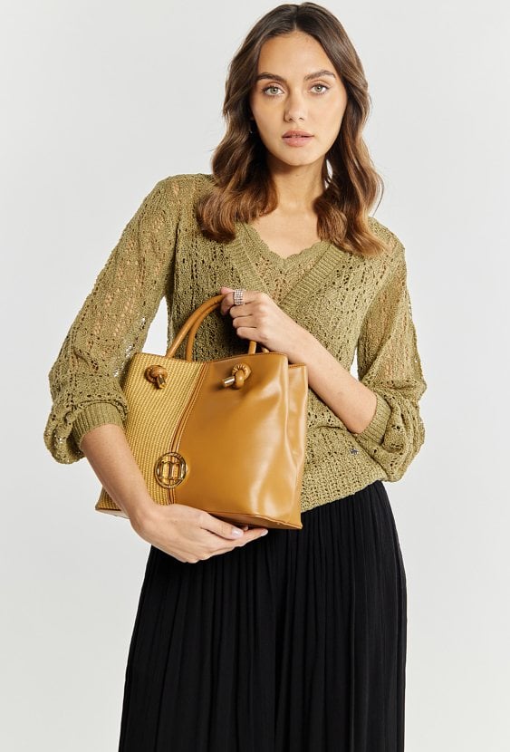 Duża torba damska z łączonych materiałów