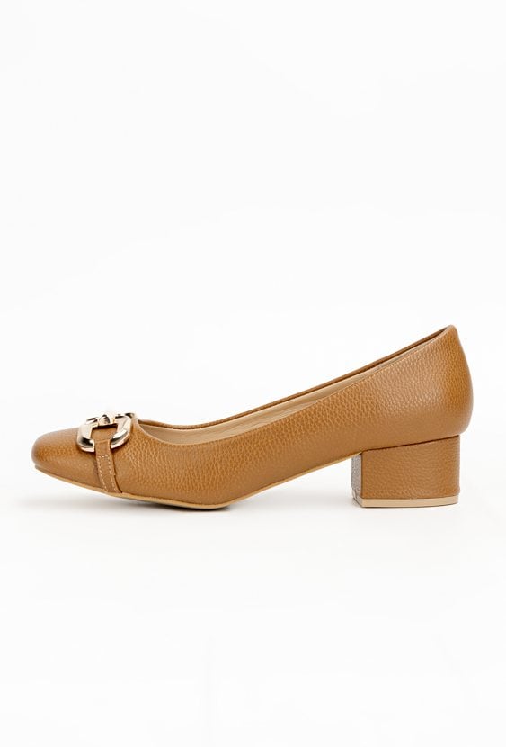 Brązowe czółenka z ozdobną aplikacją CELLO