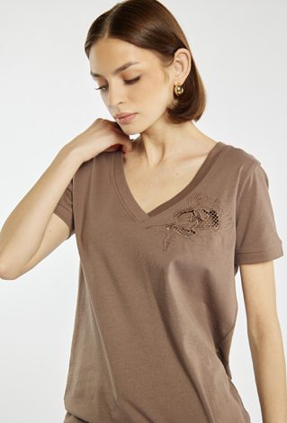 T-shirt damski z wiązaniem