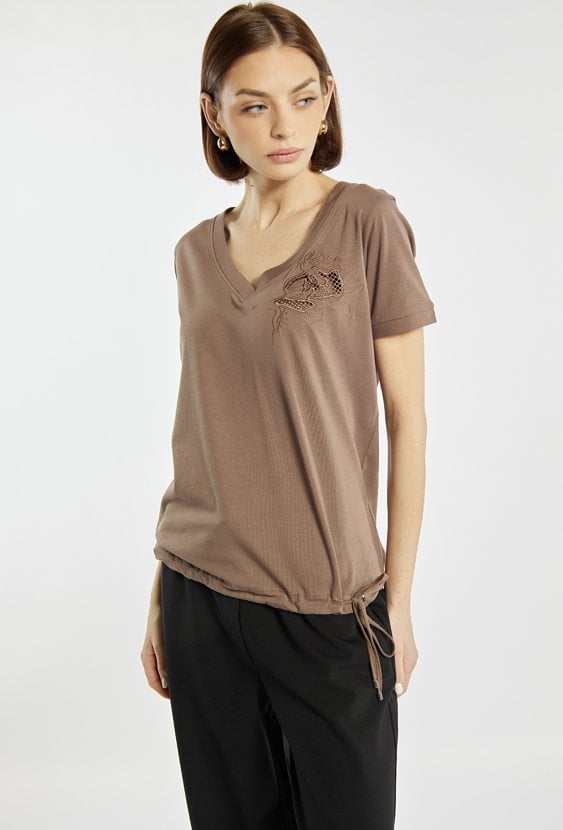 T-shirt damski z wiązaniem