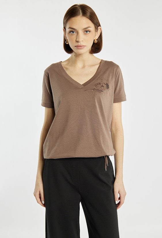 T-shirt damski z wiązaniem