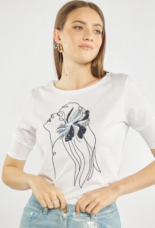 T-shirt damski z cekinami