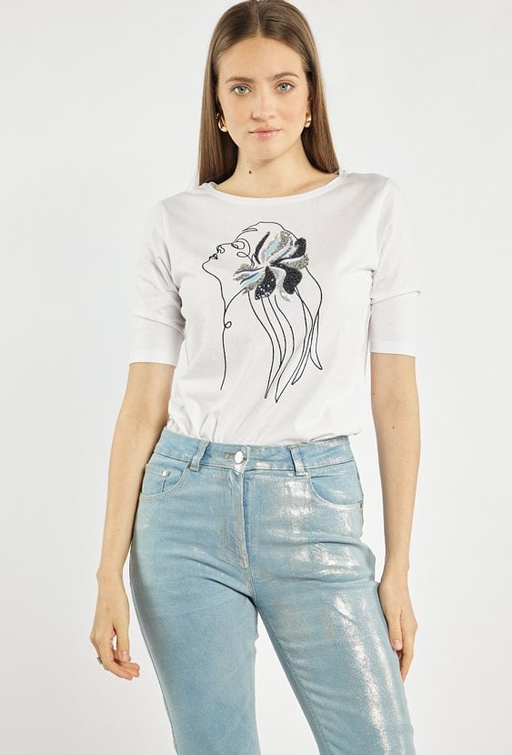 T-shirt damski z cekinami