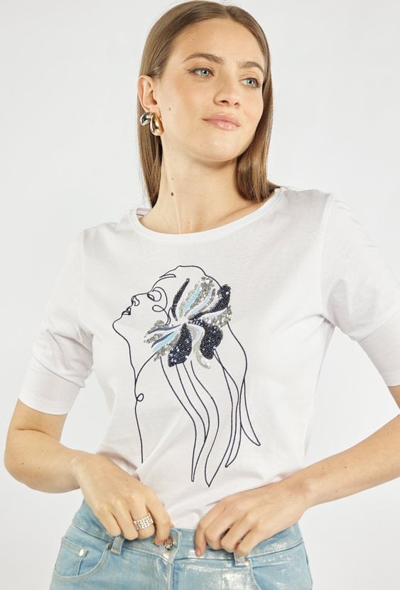 T-shirt damski z cekinami