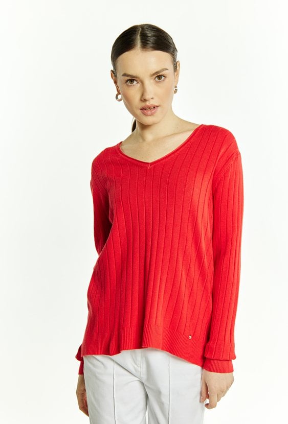 Sweter damski z dekoltem w serek