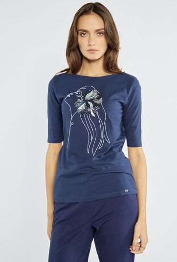 T-shirt damski z cekinami