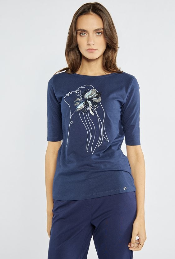 T-shirt damski z cekinami