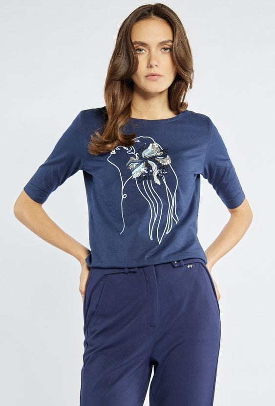 T-shirt damski z cekinami