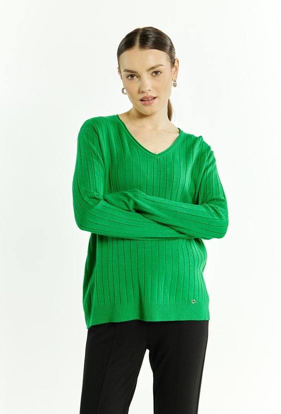 Sweter damski z dekoltem w serek