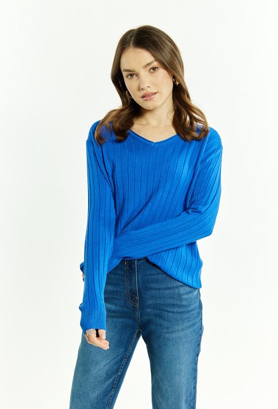 Sweter damski z dekoltem w serek