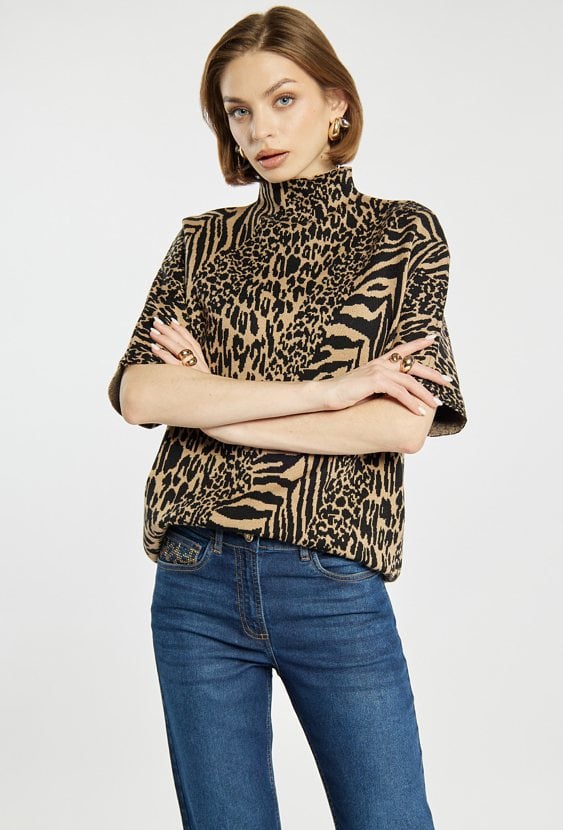 Sweter damski ze zwierzęcym wzorem