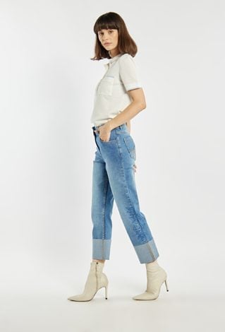 Spodnie jeans z wysokim stanem