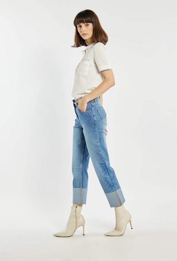 Spodnie jeans z wysokim stanem