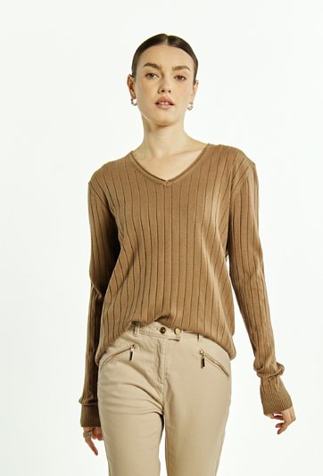 Sweter damski z dekoltem w serek