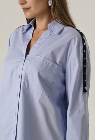 Oversizowa błękitna koszula z bawełny