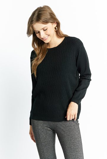 Prążkowany sweter damski