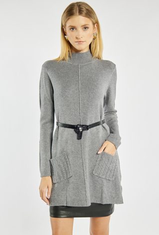 Długi sweter z półgolfem