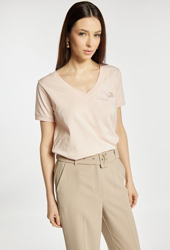 T-shirt damski z wiązaniem