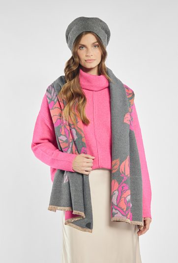 Szalik damski z kwiatowym wzorem