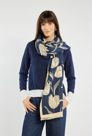 Szalik damski z kwiatowym wzorem