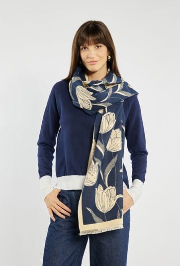 Szalik damski z kwiatowym wzorem