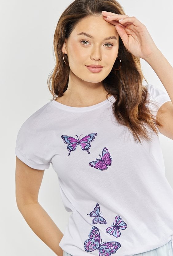 T-shirt damski z motylami