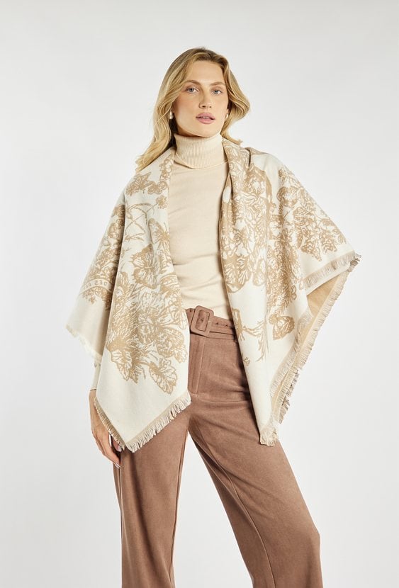 Beżowy szalik z wzorem