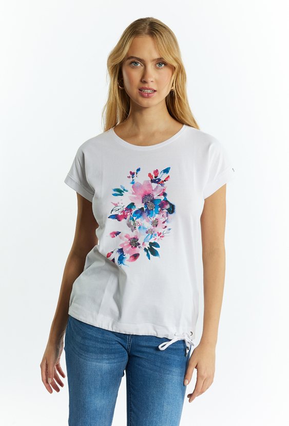 T-shirt damski z delikatnymi cekinami