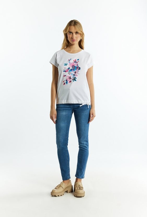 T-shirt damski z delikatnymi cekinami