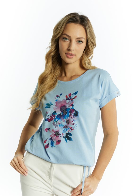 T-shirt damski z delikatnymi cekinami