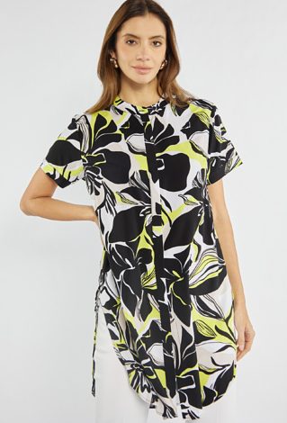 Długa koszula z kwiatowym motywem