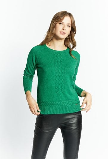 Sweter damski z warkoczowym splotem