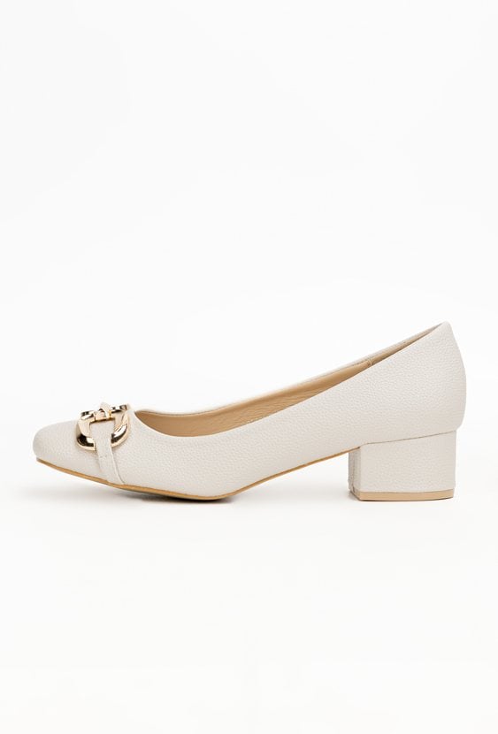 Beżowe czółenka z ozdobną aplikacją CELLO