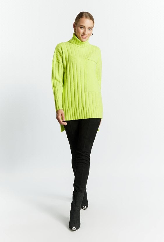 Prążkowany golf damski