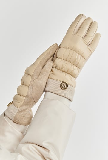 Rękawiczki damskie z łączonych materiałów