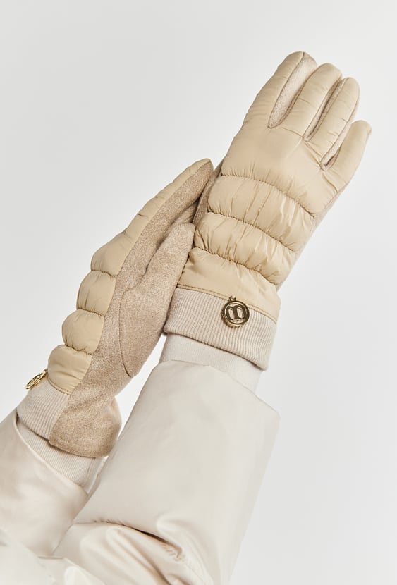 Rękawiczki damskie z łączonych materiałów