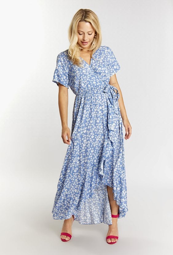 Kopertowa sukienka w drobne kwiaty