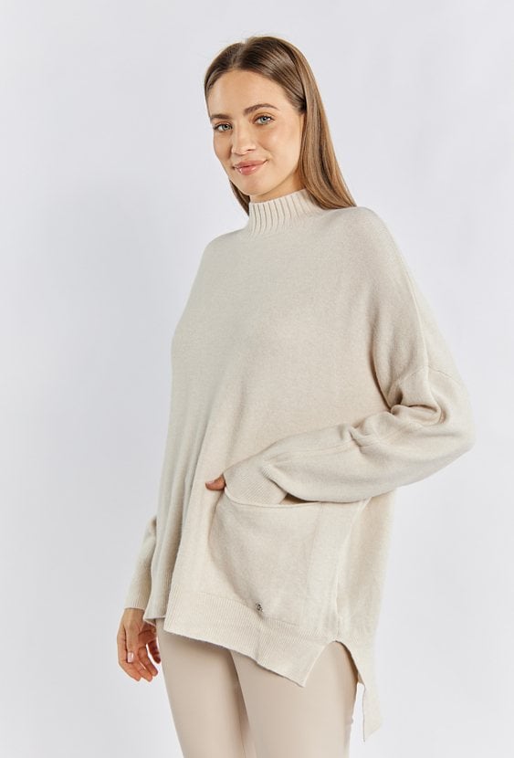 Sweter damski z jedną kieszonką