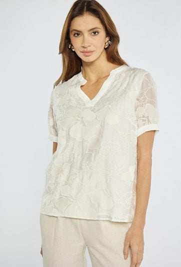 Bluzka z kwiatowym haftem